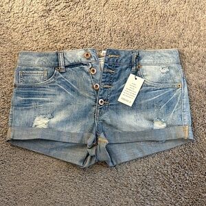 Forever 21 Light Blue Distressed Jean Shorts
